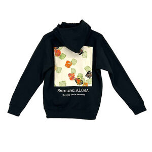 Rare Samurai Aloha Japanese Graphic Sweatshirt Silk Artwork Sz S Womens